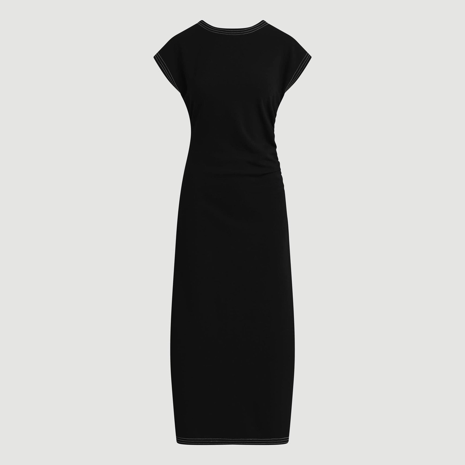 Vela Contrast-Stitch Ruched-Waist Dress (Petite)