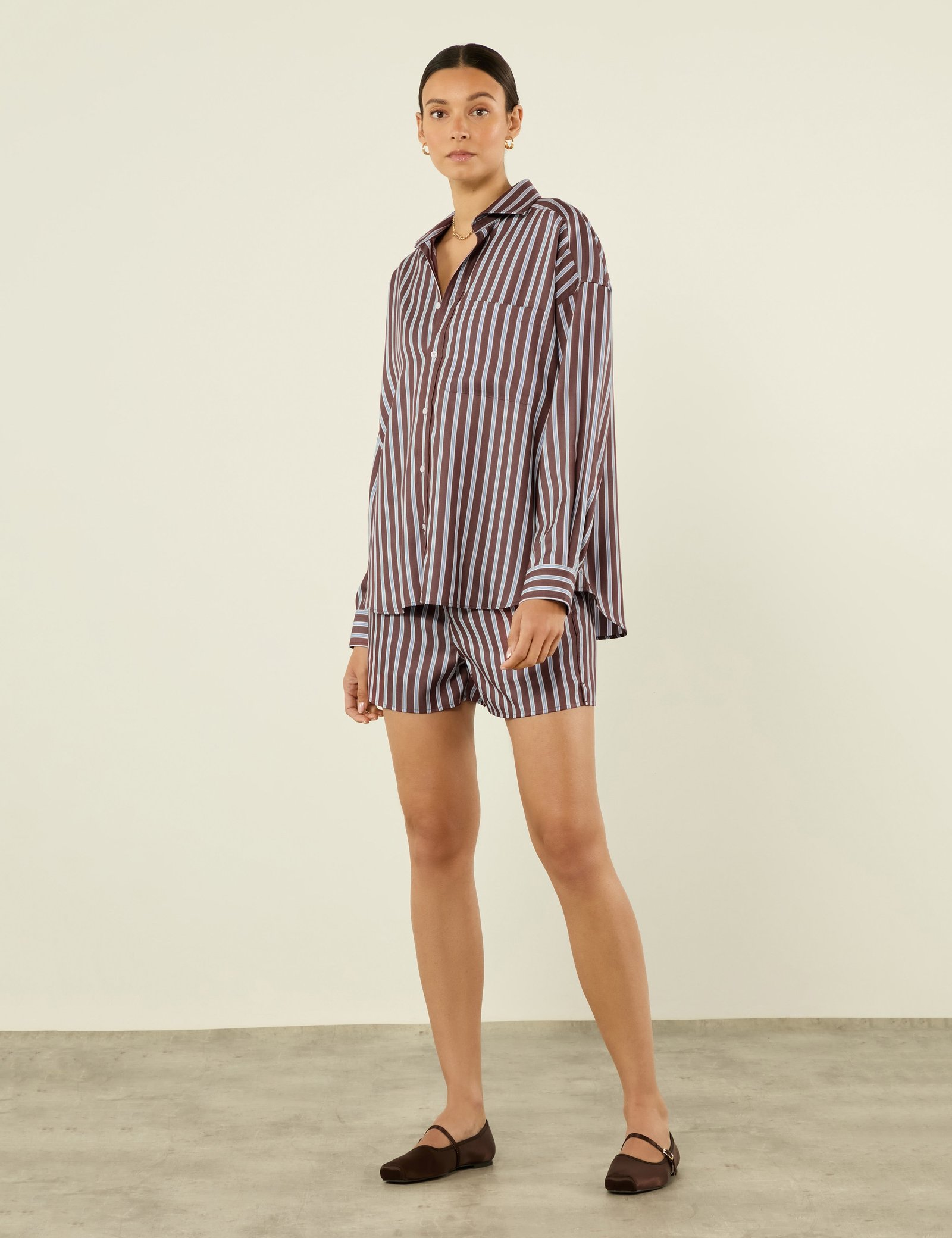 The Boxer: TENCEL™ Lyocell, Mocha Multi Stripe - Image 2