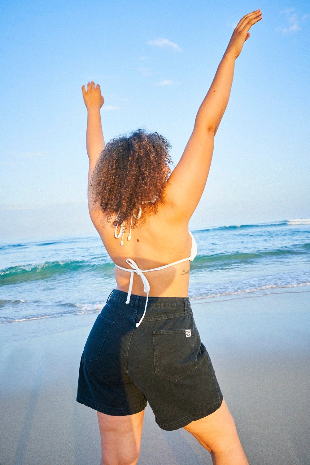 Lexi - High Waist Denim Shorts in Washed Black - Image 8