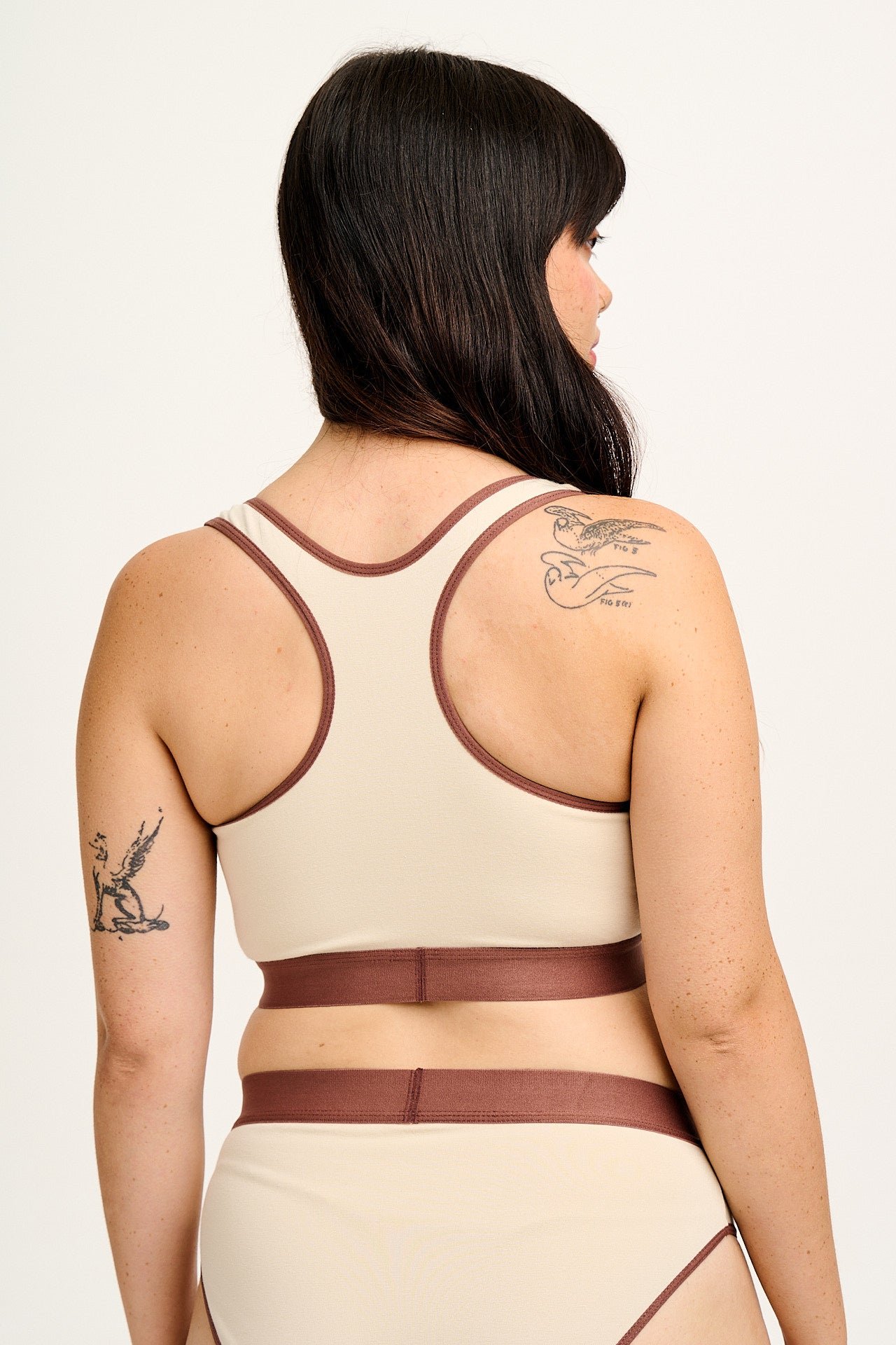 Iona - Racer Back Cotton & Bamboo Crop Top in Ecru - Image 2