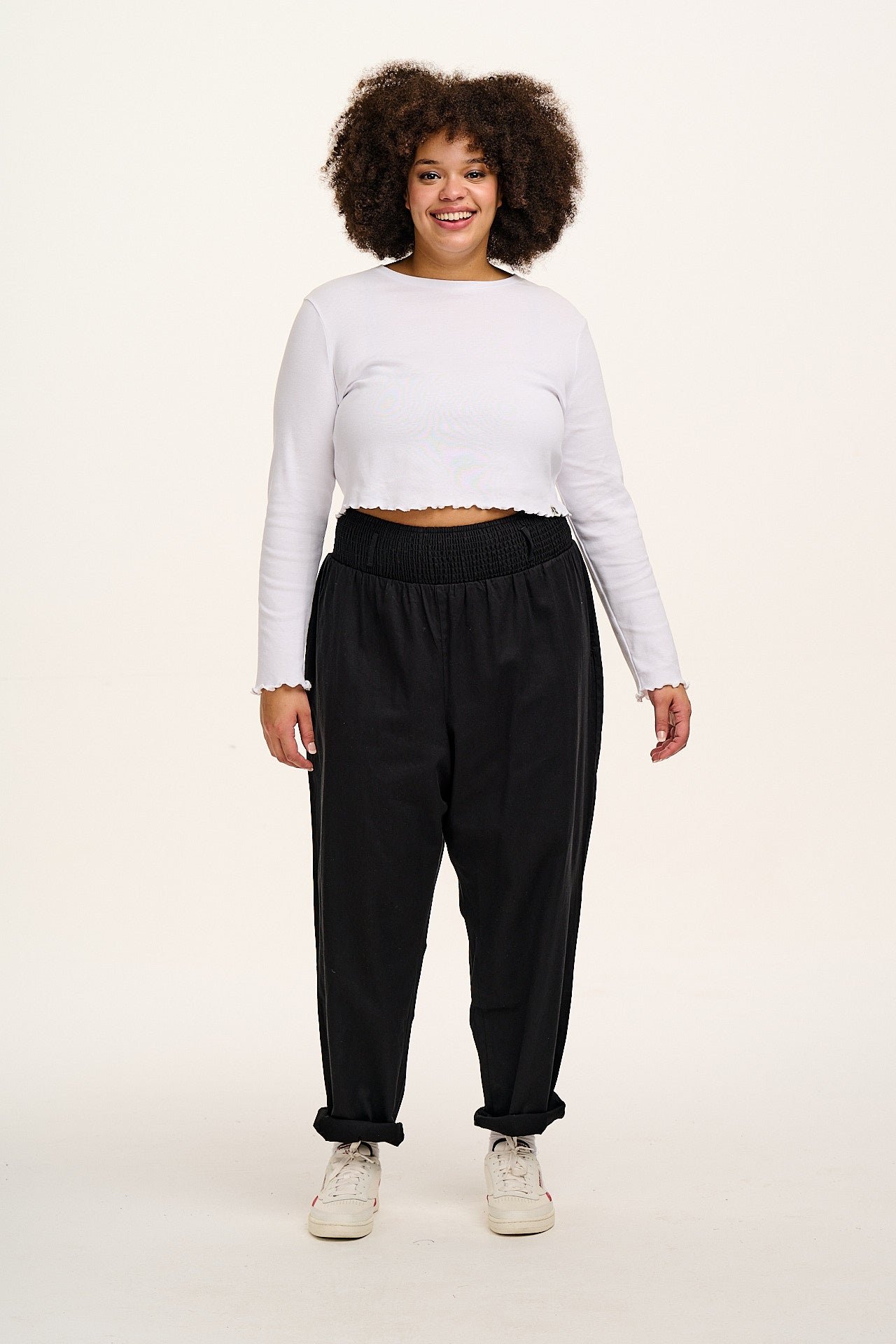 Alexa - Cotton Trousers in Black - Image 2