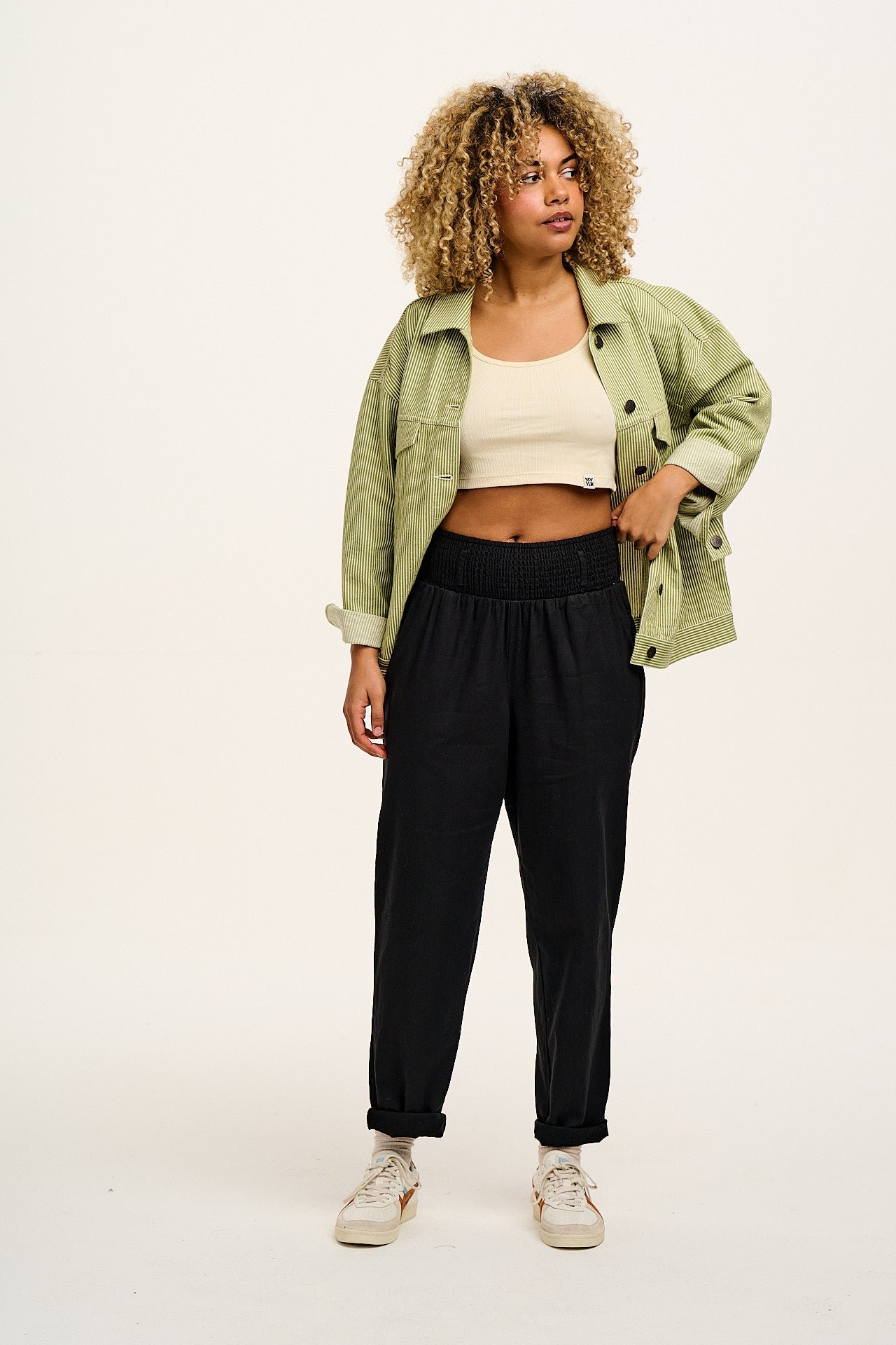 Alexa - Cotton Trousers in Black - Image 6