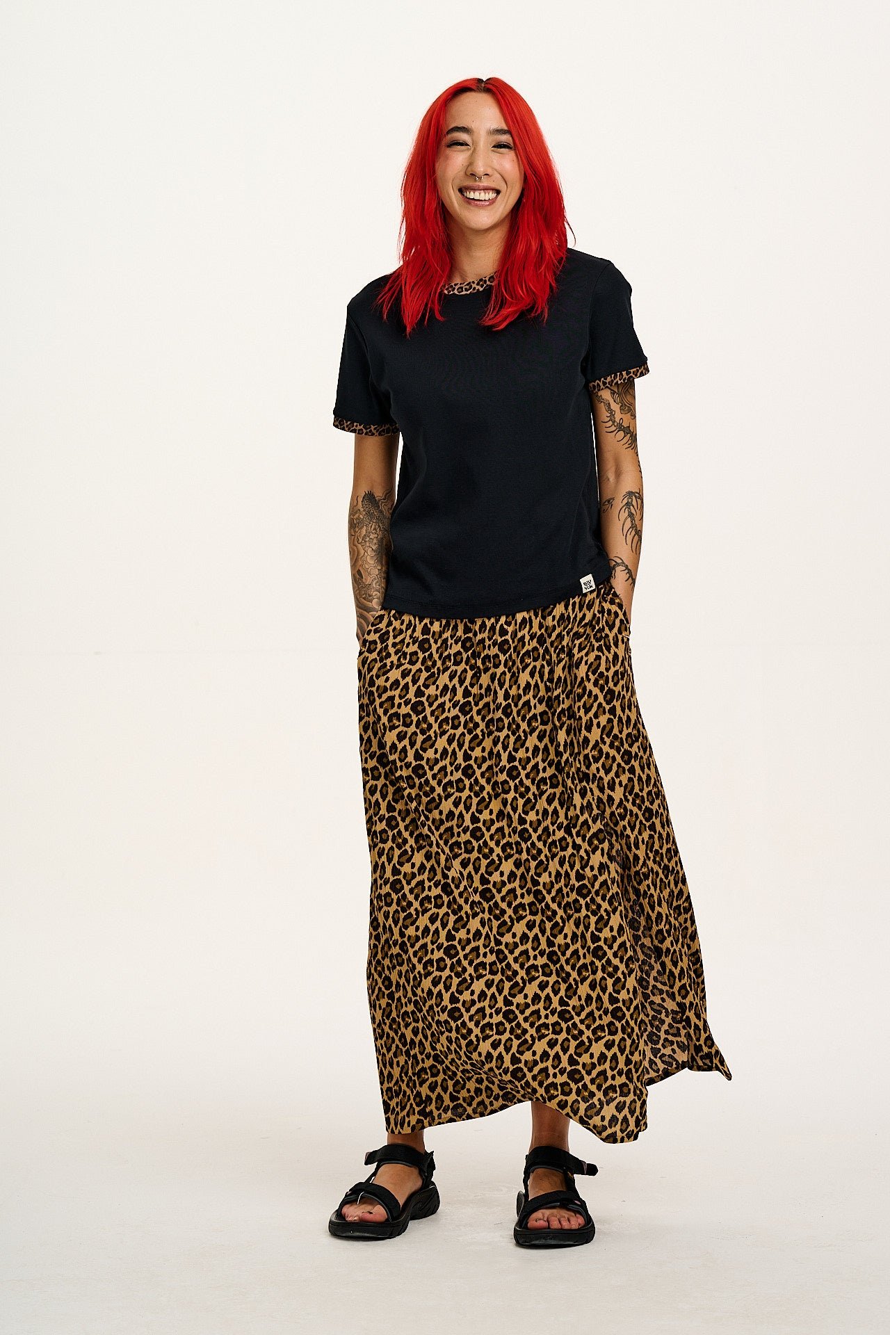Maya - Cotton Tee in Black Leopard Print - Image 9