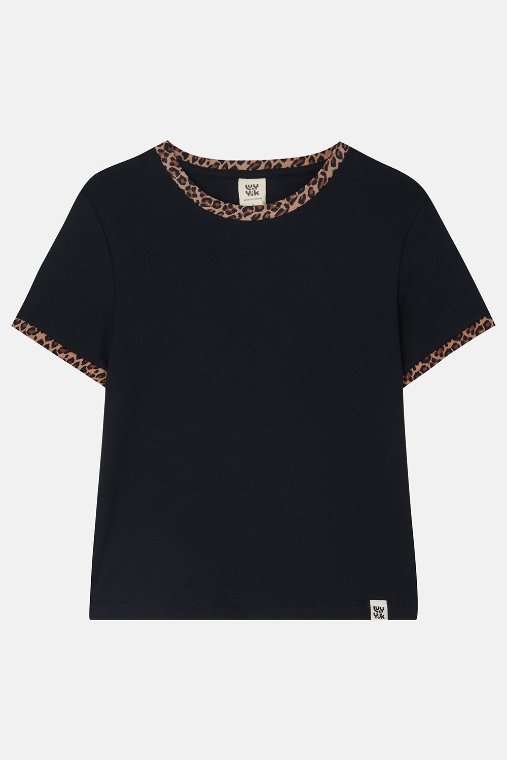 Maya - Cotton Tee in Black Leopard Print - Image 2